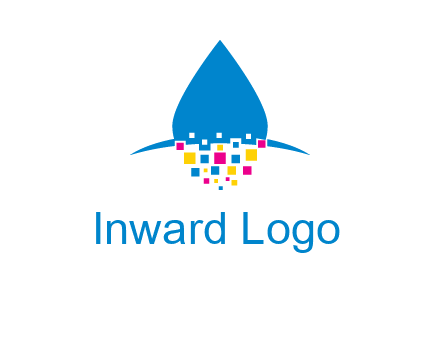 drop and pixels printing logo