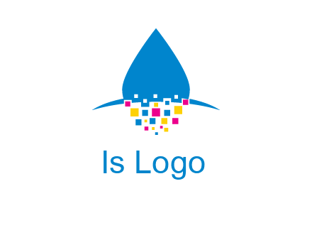 drop and pixels printing logo
