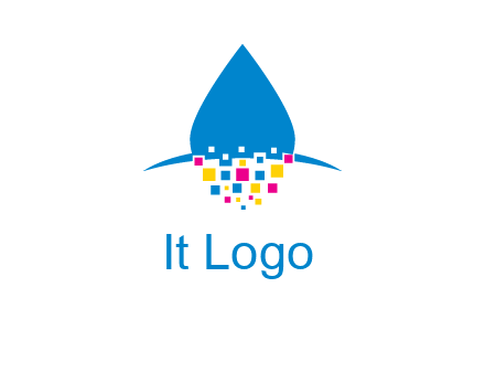 drop and pixels printing logo