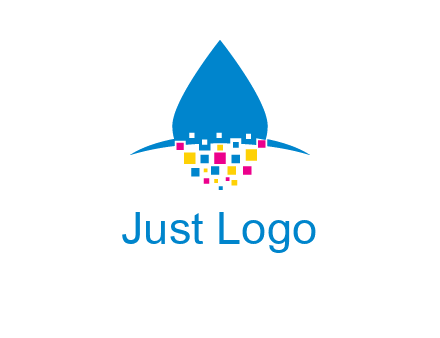 drop and pixels printing logo