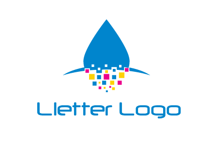 drop and pixels printing logo