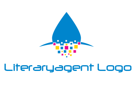 drop and pixels printing logo