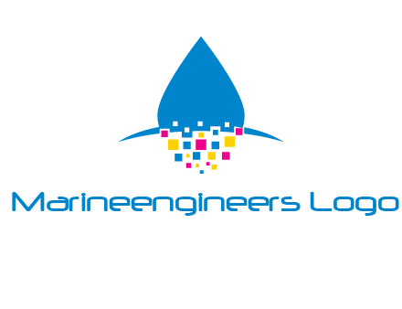 drop and pixels printing logo