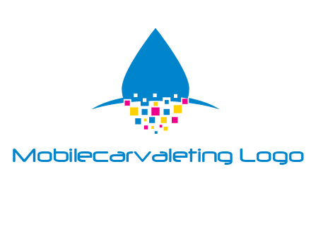 drop and pixels printing logo