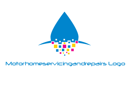 drop and pixels printing logo