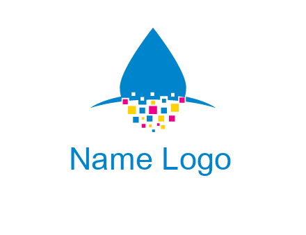 drop and pixels printing logo