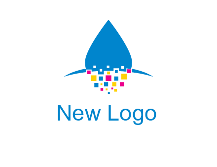 drop and pixels printing logo