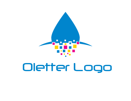 drop and pixels printing logo