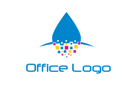 drop and pixels printing logo