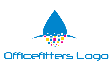 drop and pixels printing logo