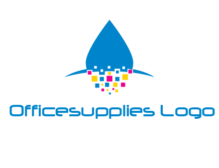 drop and pixels printing logo