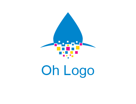 drop and pixels printing logo