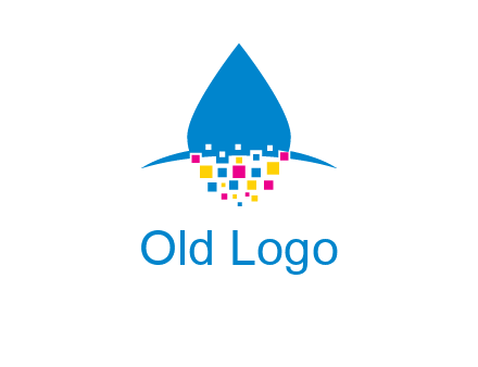drop and pixels printing logo