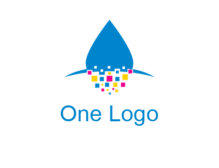 drop and pixels printing logo