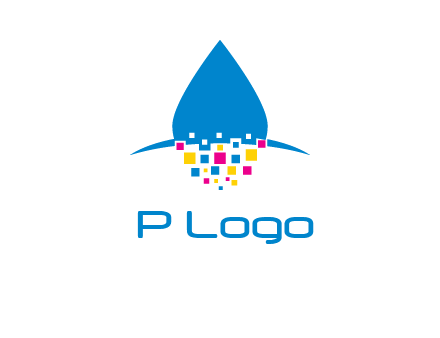 drop and pixels printing logo