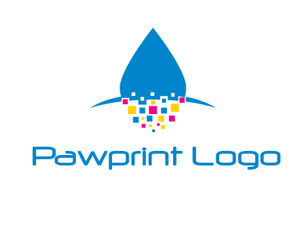 drop and pixels printing logo