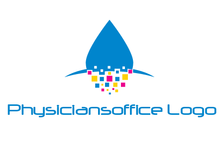 drop and pixels printing logo