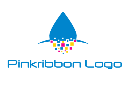 drop and pixels printing logo