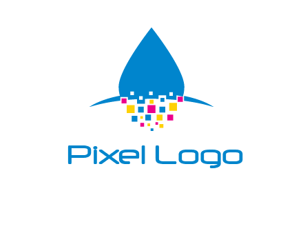 drop and pixels printing logo
