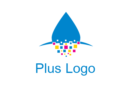drop and pixels printing logo