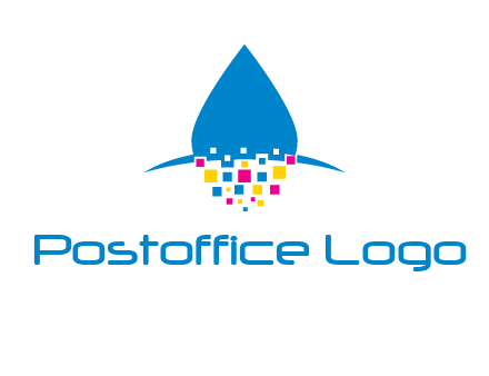 drop and pixels printing logo