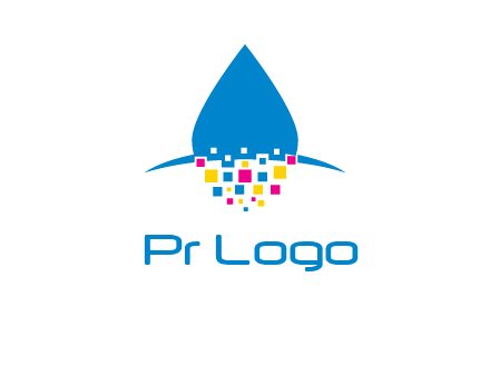 drop and pixels printing logo