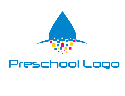drop and pixels printing logo