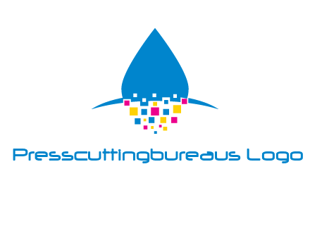 drop and pixels printing logo