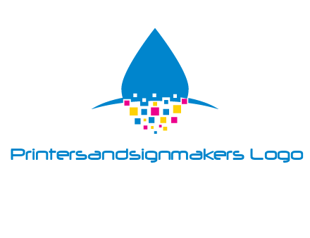 drop and pixels printing logo
