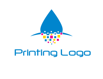 drop and pixels printing logo