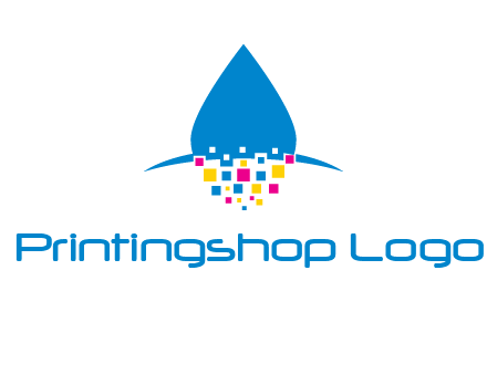 drop and pixels printing logo