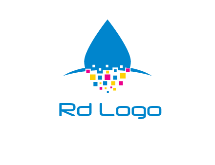 drop and pixels printing logo