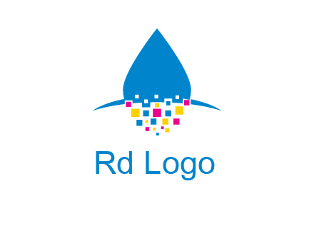 drop and pixels printing logo