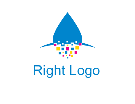 drop and pixels printing logo