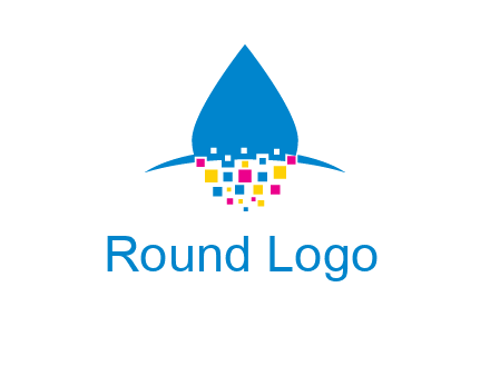 drop and pixels printing logo