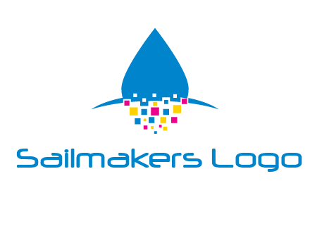 drop and pixels printing logo
