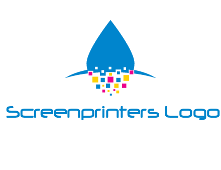 drop and pixels printing logo