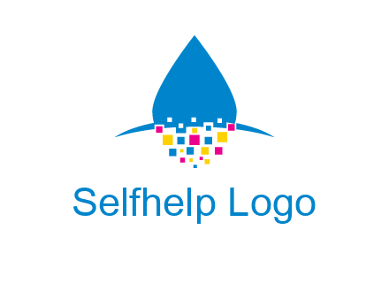 drop and pixels printing logo