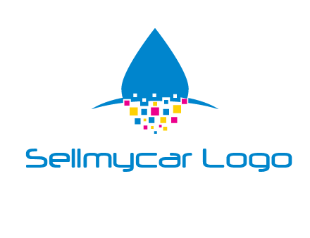 drop and pixels printing logo