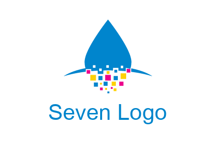 drop and pixels printing logo