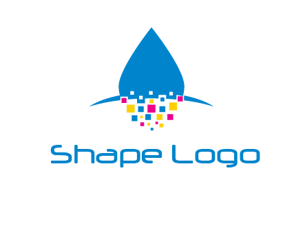 drop and pixels printing logo