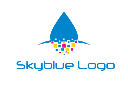 drop and pixels printing logo