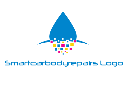 drop and pixels printing logo