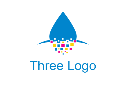 drop and pixels printing logo