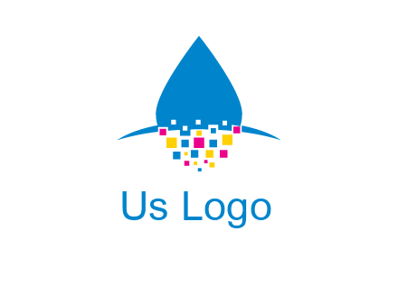 drop and pixels printing logo