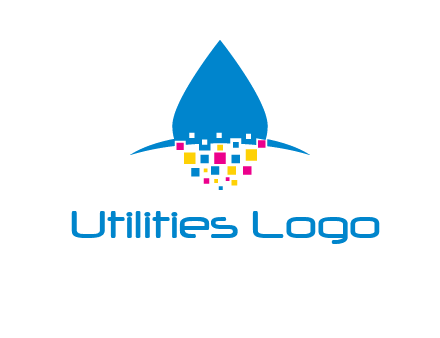 drop and pixels printing logo