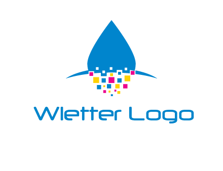 drop and pixels printing logo