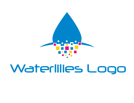 drop and pixels printing logo