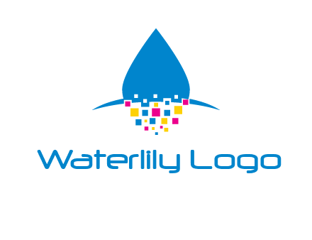 drop and pixels printing logo