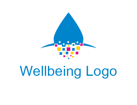 drop and pixels printing logo
